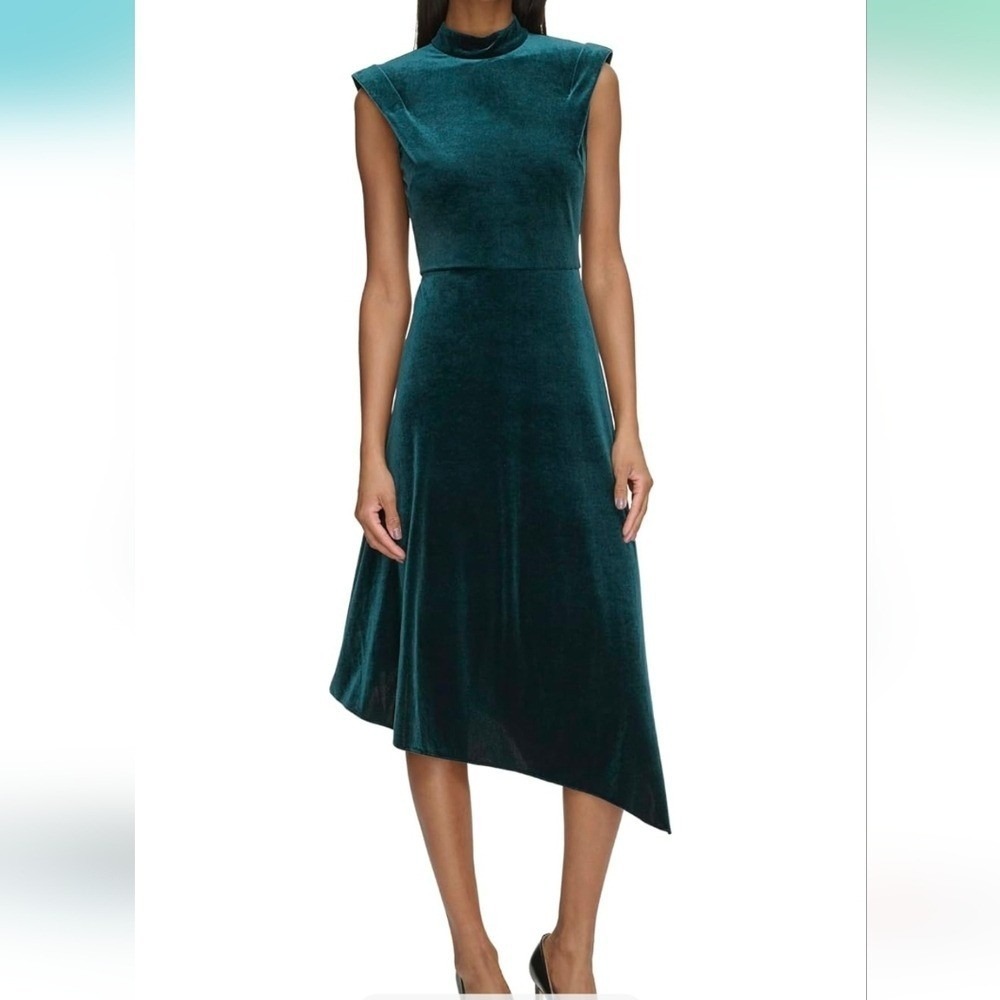 Karl Lagerfeld Asymmetrical Teal Dress